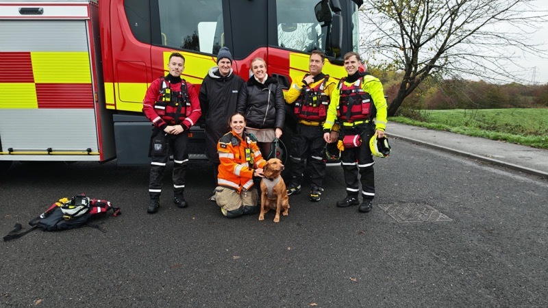 Other image for Drone flies in to help stranded dog